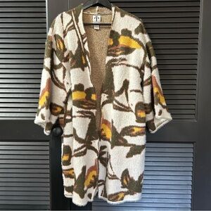 Rain and Rose Women’s Abstract Multicolor Knit Kimono Cardigan, Size Large